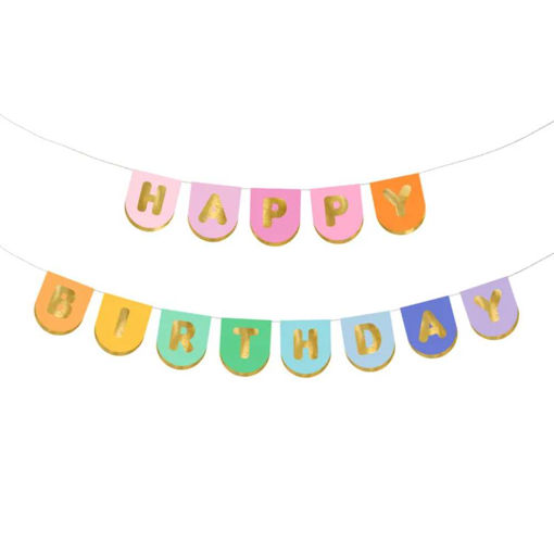 Picture of BANNER HAPPY BIRTHDAY PASTEL RAINBOW 12X163CM